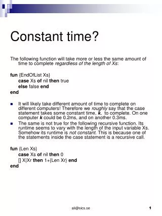 Constant time?