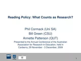 Reading Policy: What Counts as Research?