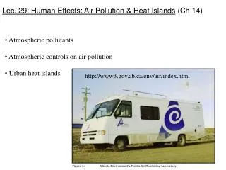 Lec. 29: Human Effects: Air Pollution &amp; Heat Islands (Ch 14)