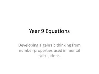 Year 9 Equations