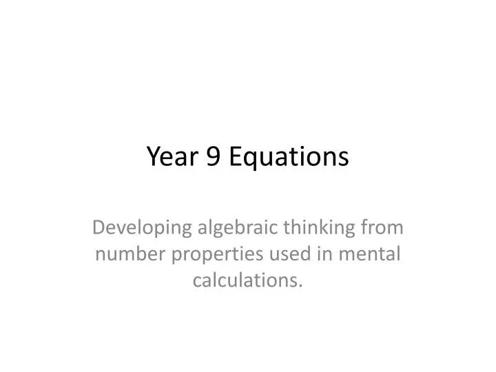 year 9 equations