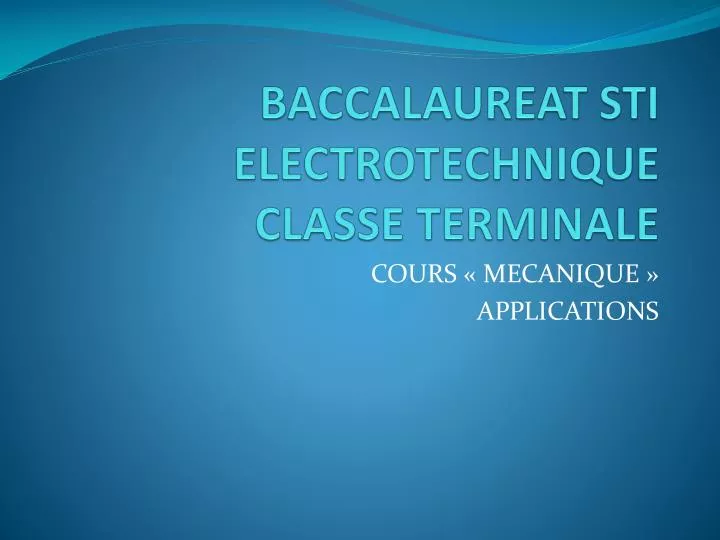 baccalaureat sti electrotechnique classe terminale