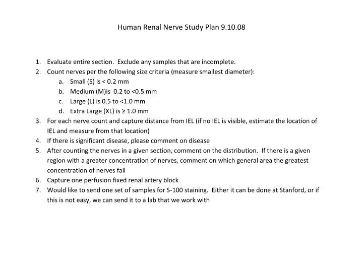 human renal nerve study plan 9 10 08