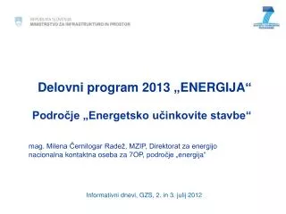 Delovni program 2013 „ENERGIJA“