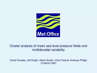 Cluster analysis of mean sea level pressure fields and multidecadal variability