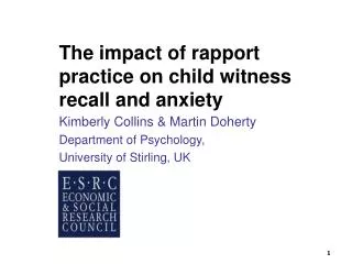 The impact of rapport practice on child witness recall and anxiety