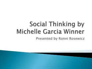 Social Thinking by Michelle Garcia Winner