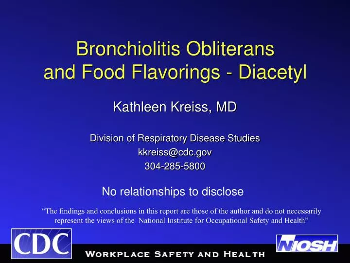 bronchiolitis obliterans and food flavorings diacetyl
