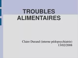 TROUBLES ALIMENTAIRES