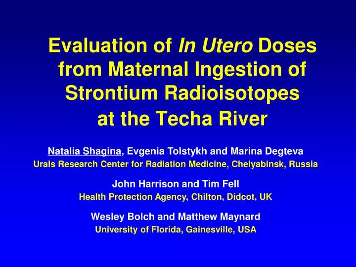 evaluation of in utero doses from maternal ingestion of strontium radioisotopes at the techa river