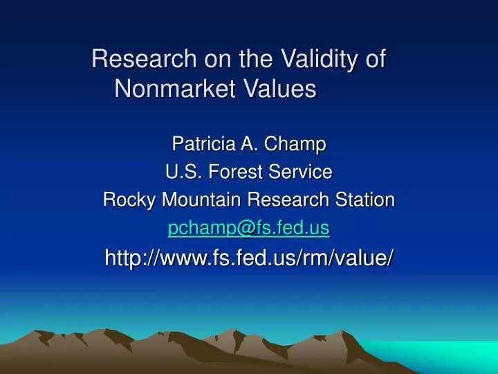 research on the validity of nonmarket values