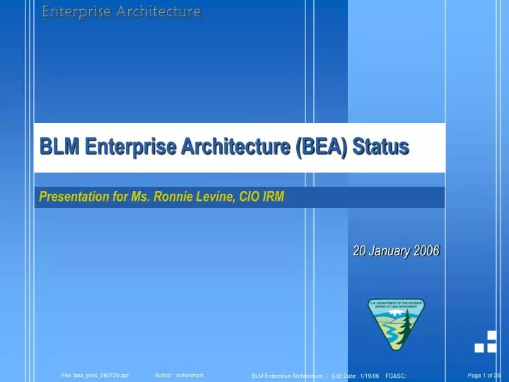 blm enterprise architecture bea status