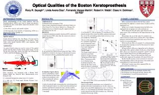 Optical Qualities of the Boston Keratoprosthesis