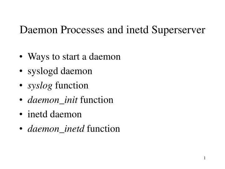 daemon processes and inetd superserver
