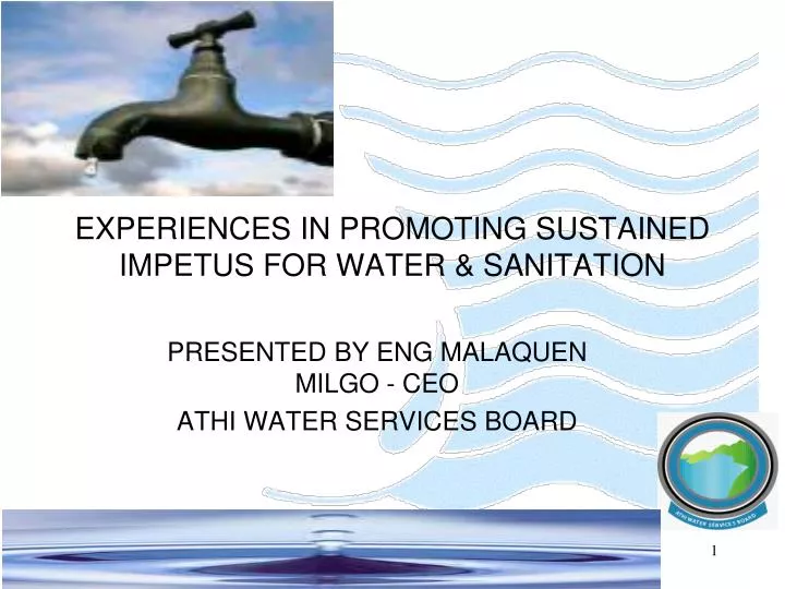 e xperiences in promoting sustained impetus for water sanitation