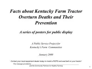 A Public Service Project for Kentucky’s Farm Communities January 2000