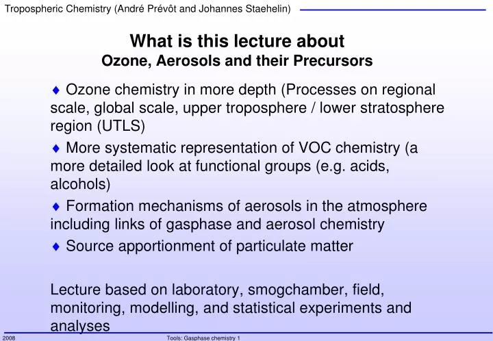 what is this lecture about ozone aerosols and their precursors