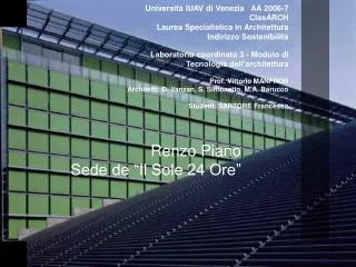 Renzo Piano Sede de “Il Sole 24 Ore”