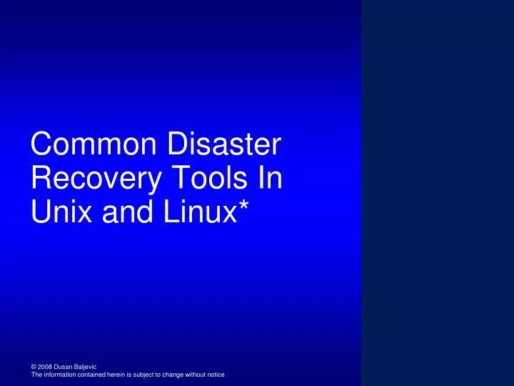 common disaster recovery tools in unix and linux