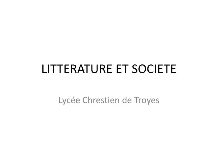 litterature et societe