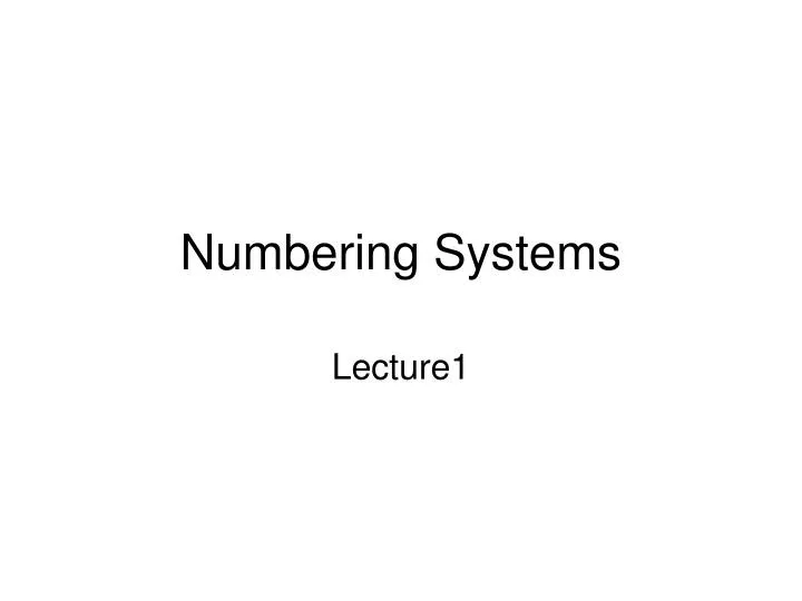 numbering systems
