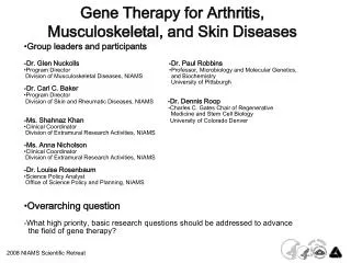 Gene Therapy for Arthritis, Musculoskeletal, and Skin Diseases
