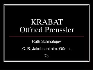 KRABAT Otfried Preussler
