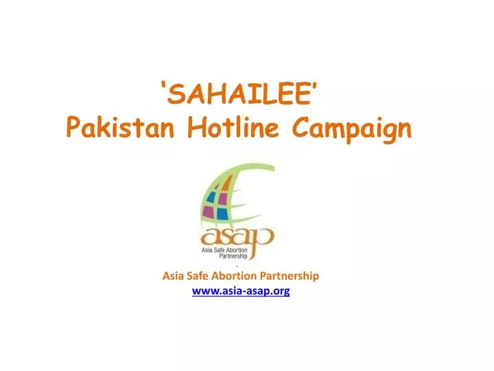sahailee pakistan hotline campaign