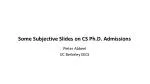 Insider's Guide to CS Ph.D. Admissions at UC Berkeley - slide 1