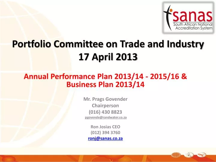 portfolio committee on trade and industry 17 april 2013