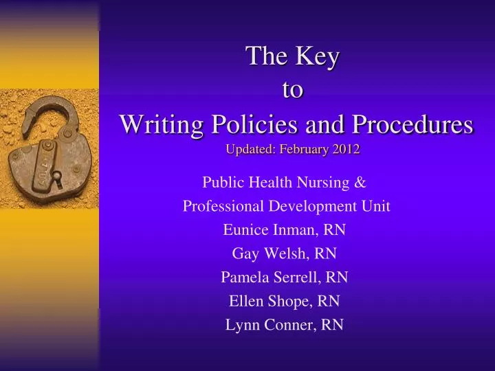 the key to writing policies and procedures updated february 2012