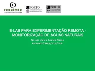 E-LAB PARA EXPERIMENTAÇÃO REMOTA - MONITORIZAÇÃO DE ÁGUAS NATURAIS