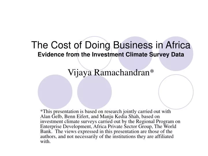 the cost of doing business in africa evidence from the investment climate survey data