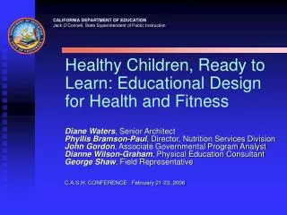 Healthy Children, Ready to Learn: Educational Design for Health and Fitness