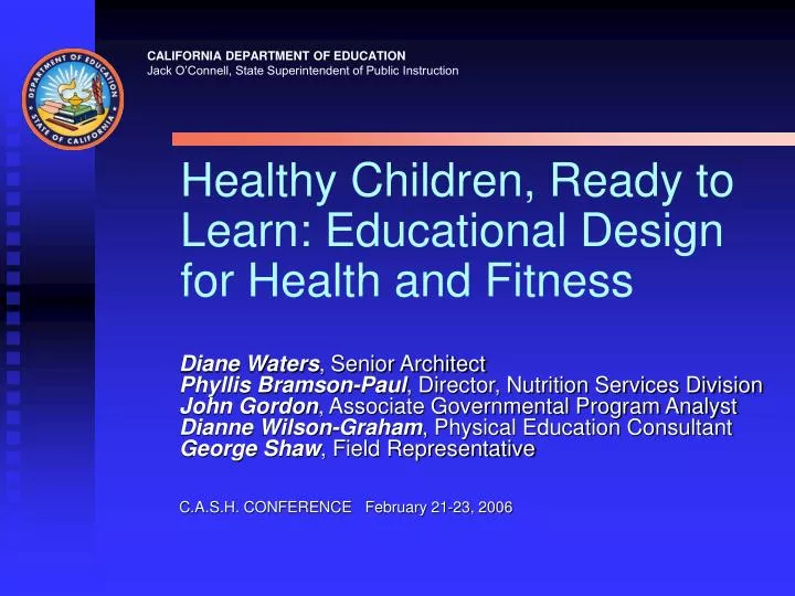 healthy children ready to learn educational design for health and fitness