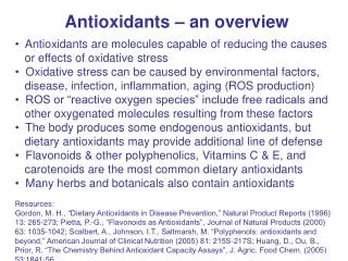 Antioxidants – an overview