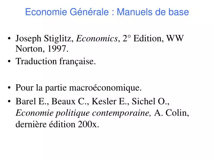 economie g n rale manuels de base