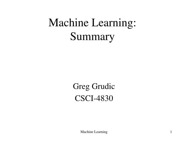 machine learning summary