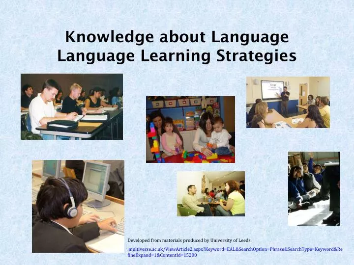 knowledge about language language learning strategies