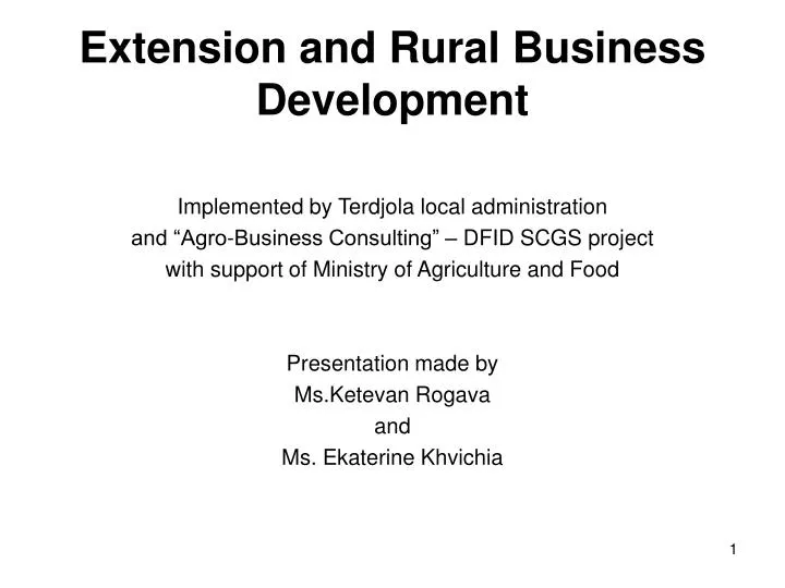 extension and rural business development