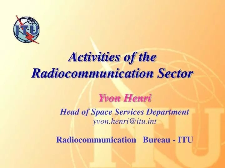 activities of the radiocommunication sector