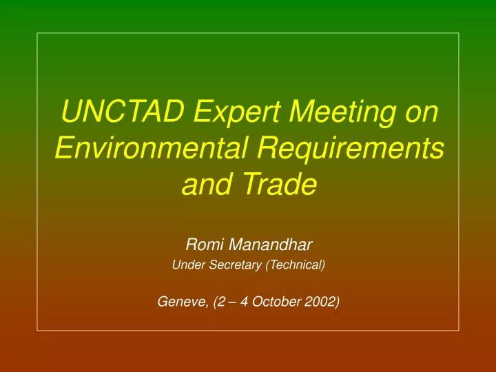 unctad expert meeting on environmental requirements and trade
