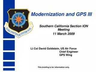 Modernization and GPS III