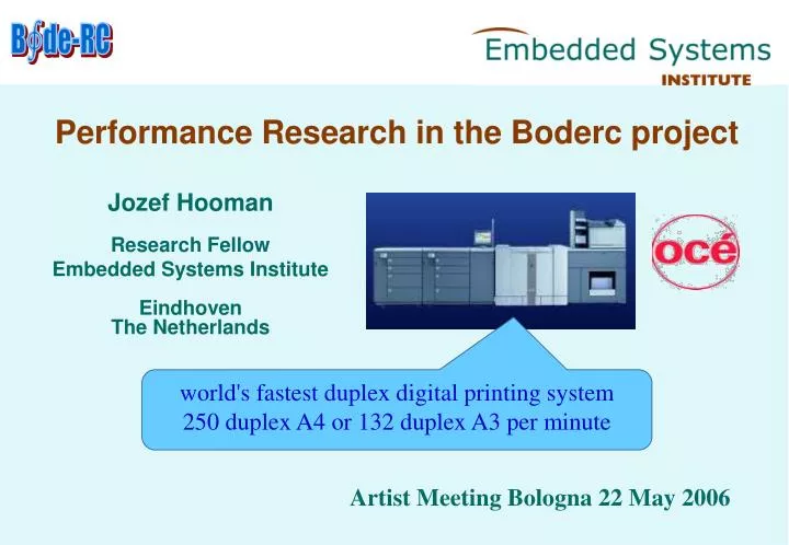 performance research in the boderc project