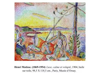 Henri Matisse. La Moulade à Collioure , 1905, huile sur toile, 28,2 X 35,5 cm., coll. Part.