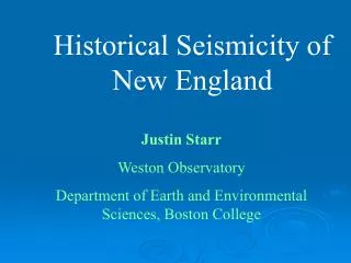 Historical Seismicity of New England