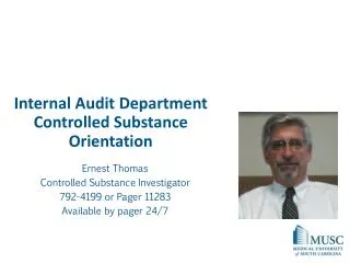 Internal Audit Department Controlled Substance Orientation
