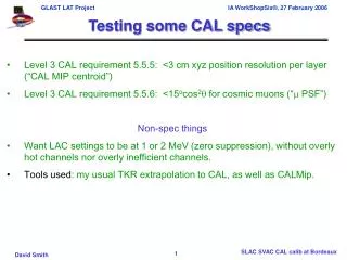 Testing some CAL specs