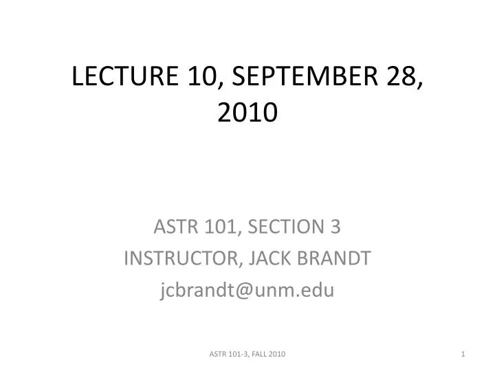 lecture 10 september 28 2010