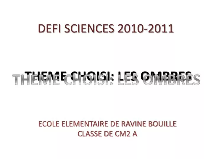 defi sciences 2010 2011